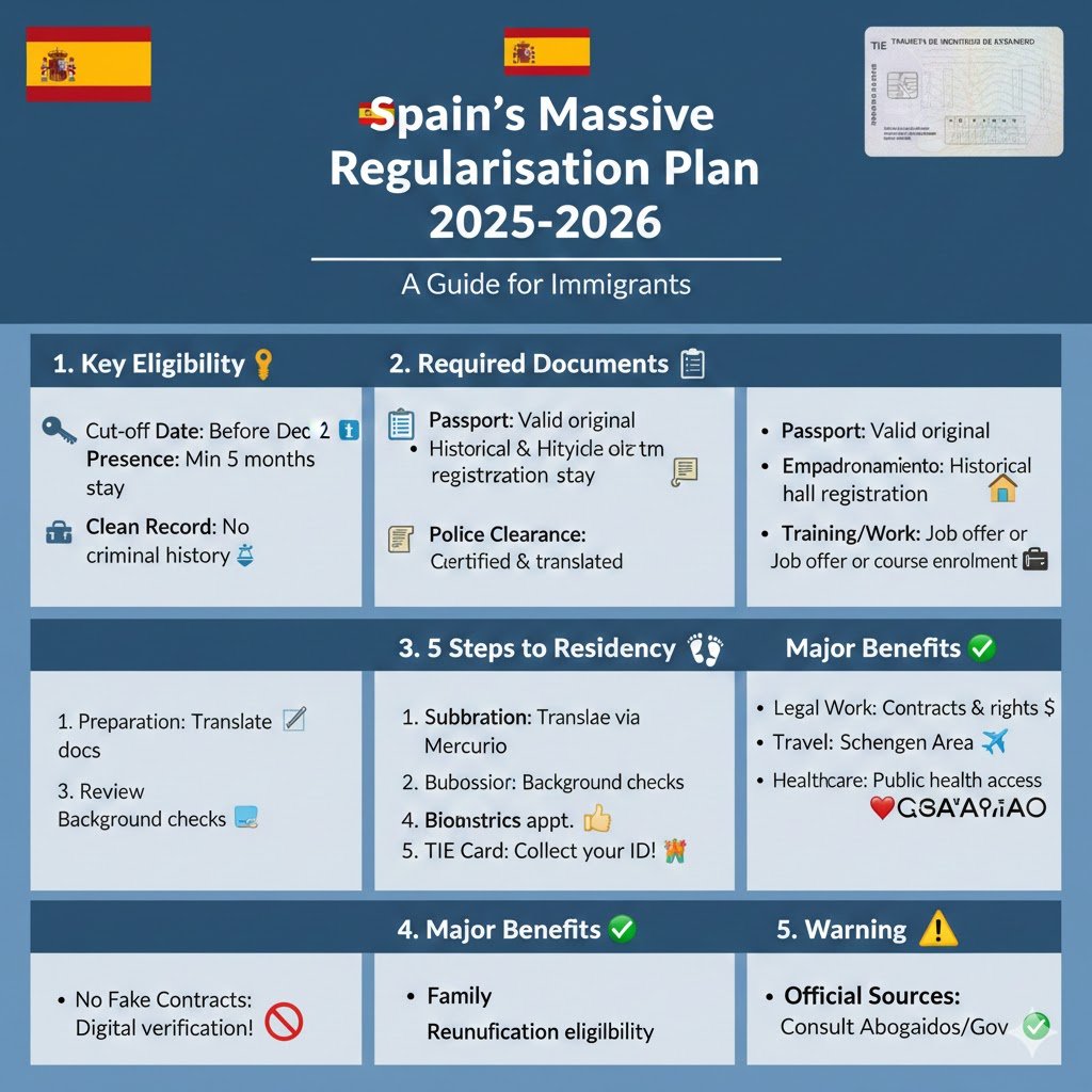स्पेनको ऐतिहासिक आप्रवासी वैधकरण योजना (२०२५-२०२६):