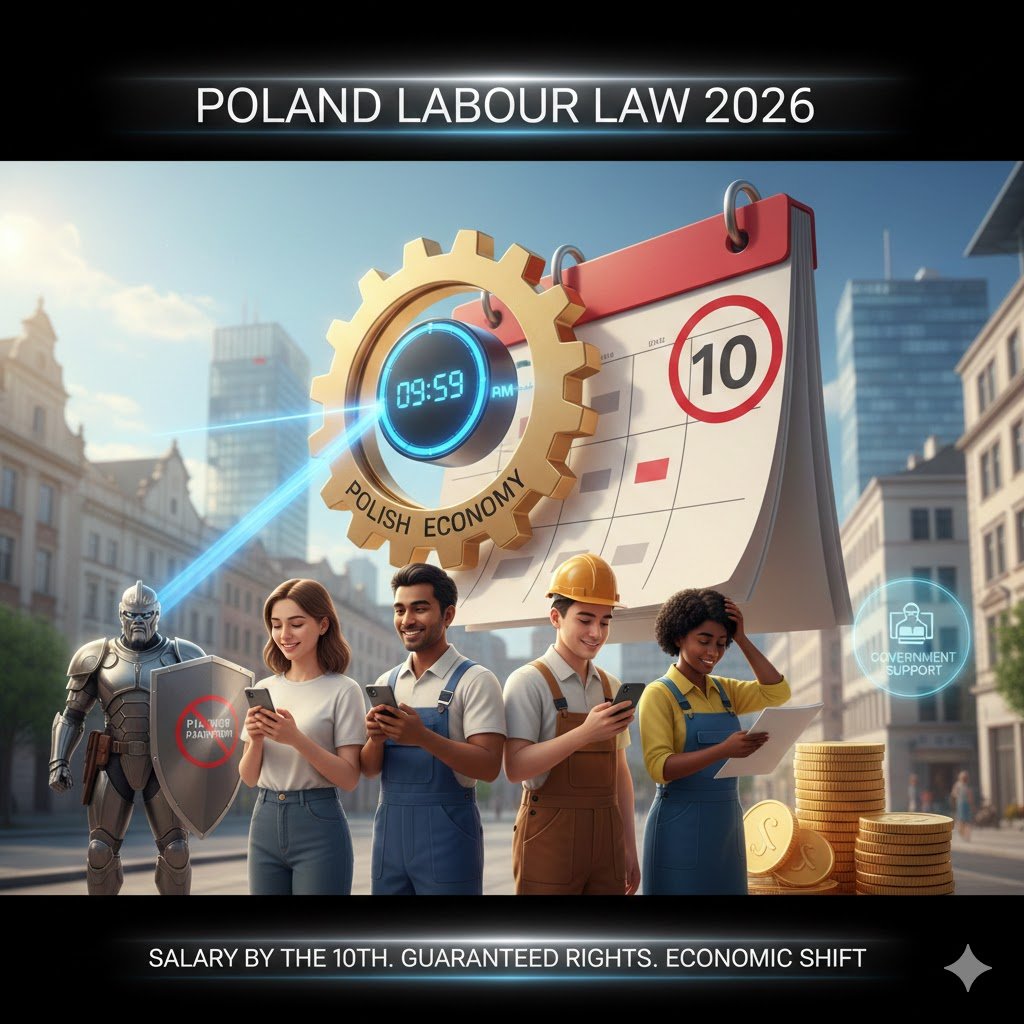 पोल्याण्ड श्रम कानून २०२६ समयमै तलब, न्यूनतम ज्याला वृद्धि