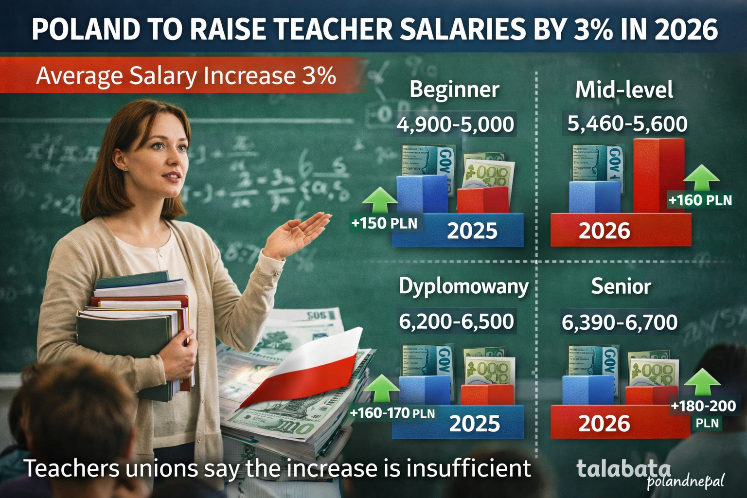 पोल्यान्डमा २०२६ का लागि शिक्षकहरूको तलब ३% ले वृद्धि